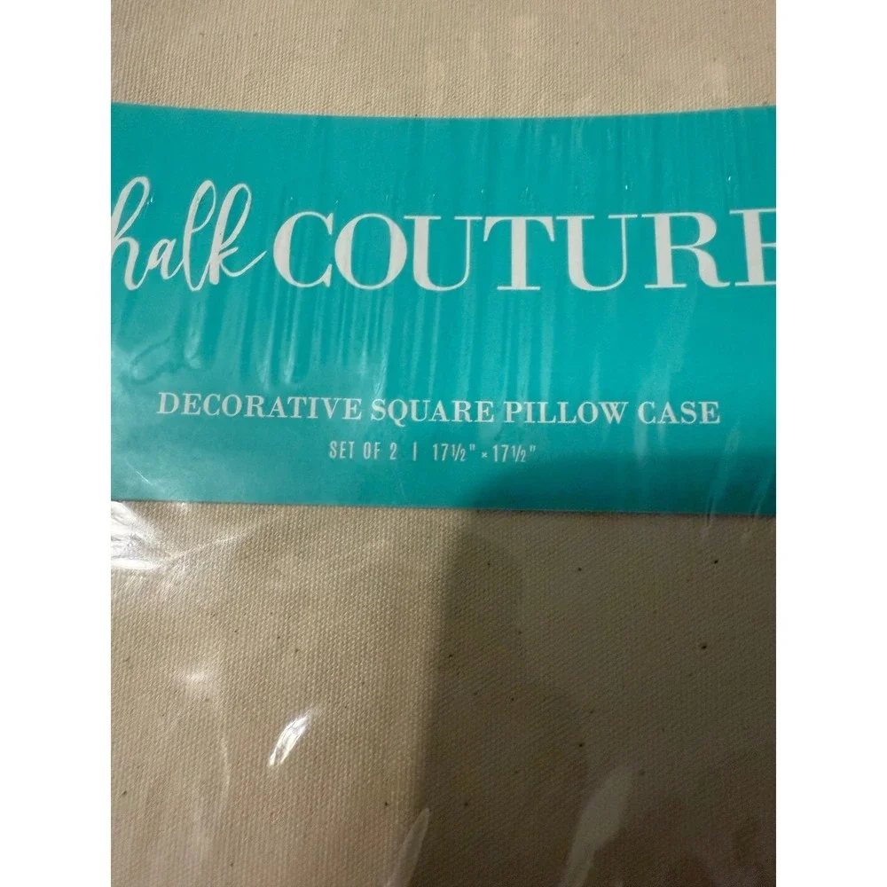 Chalk Couture Decorative Square Pillow Case Covers Set of 2 17.5